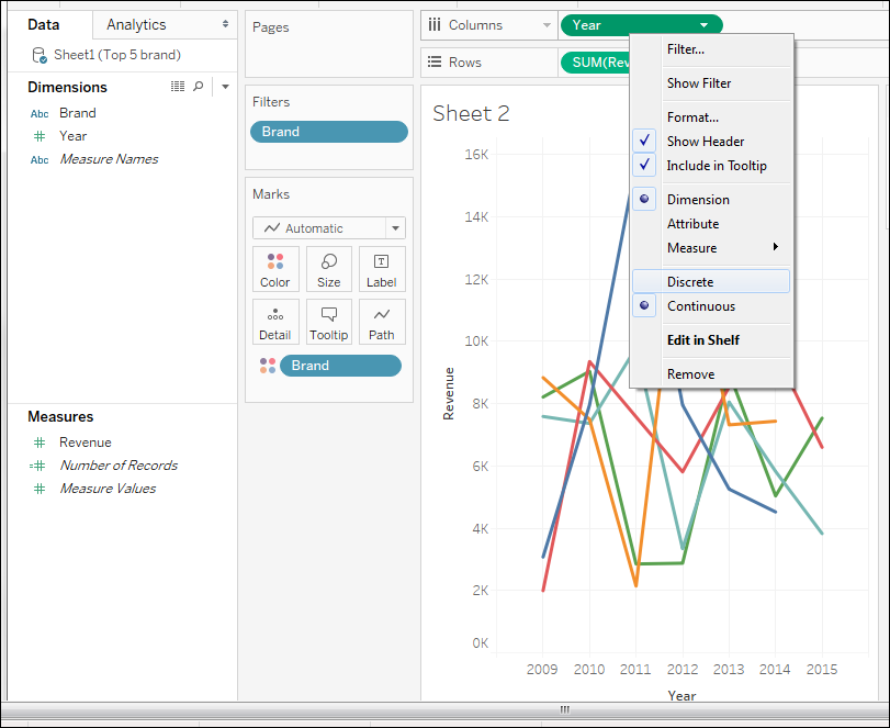 How to create top 5 chart in Tableau