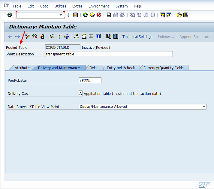 Pooled Table Sap Tutor