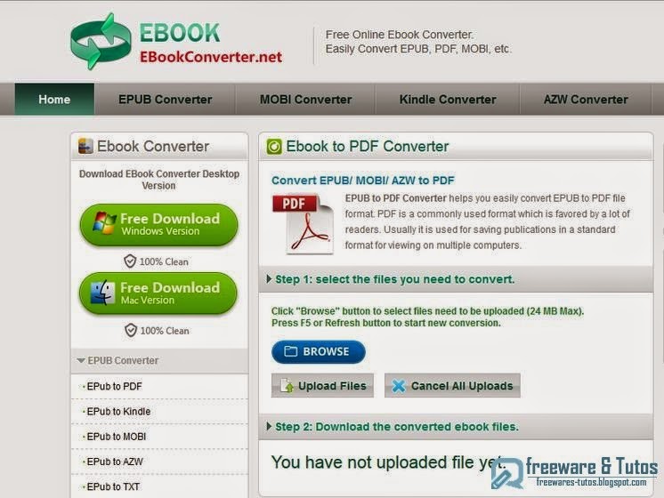 EbookConverter un service en ligne pour convertir des ebooks dans différents formats EPUB