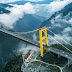 Highest bridge in the world engulfed in clouds