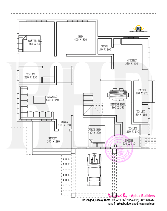 Floor plan and elevation by Aplus Builders - Kerala Home Design and ...