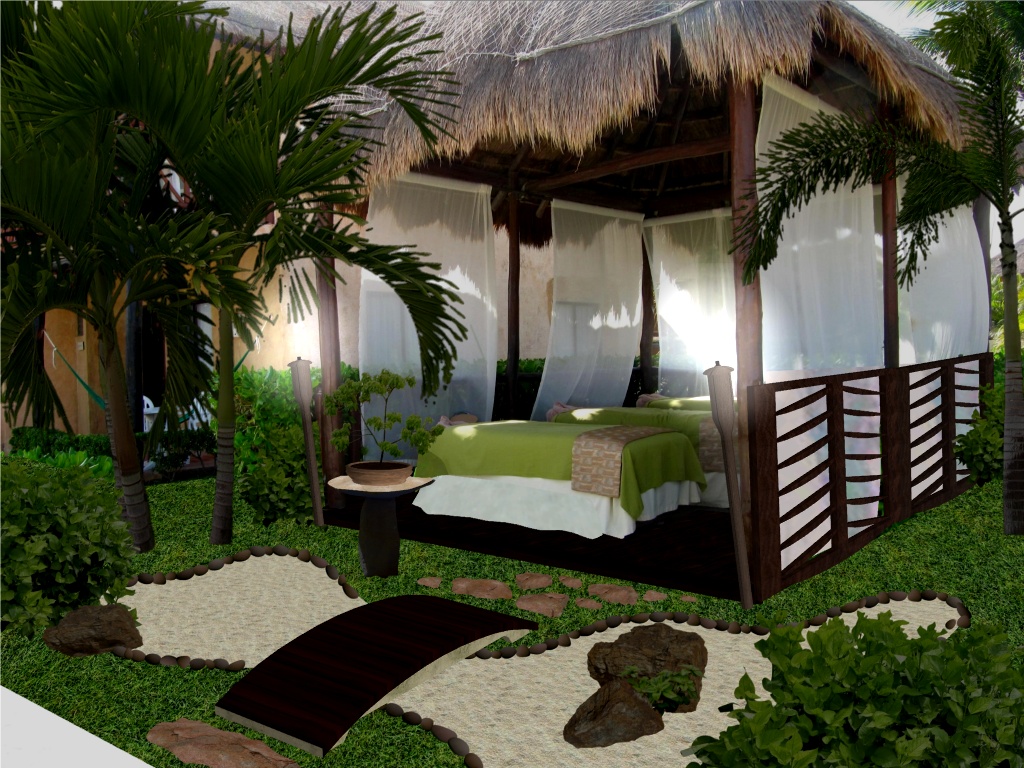Diseño de Jardines Pequeños · Palapa de masage y SPA Hotel Allegro