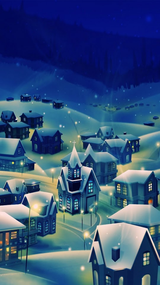 Peaceful Village Christmas Eve  Android Best Wallpaper