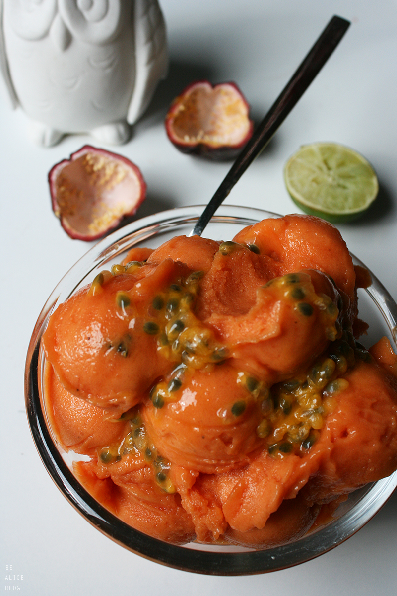 Papaya Passion Fruit Ice Cream (raw, vegan)