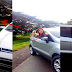 A Woman throws Beverage Drink to the Security Guards who Stop them from Entering to a Private Subdivision
