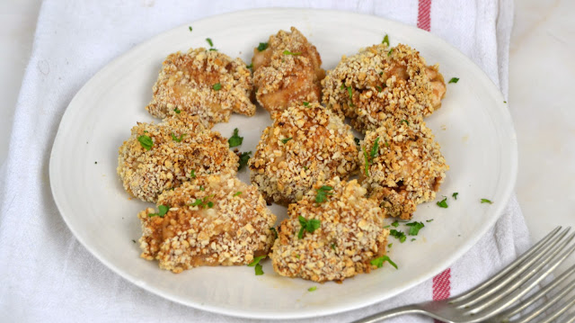 Pollo rebozado al horno con salsa barbacoa