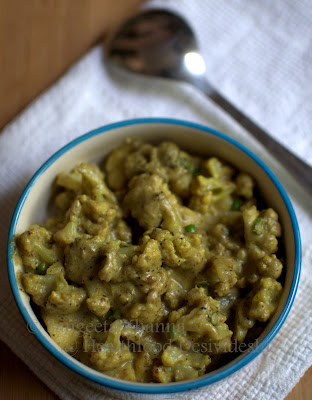 low fat gobhi methi malai (?) curry | a cauliflowers and potato curry with cashew nut paste...