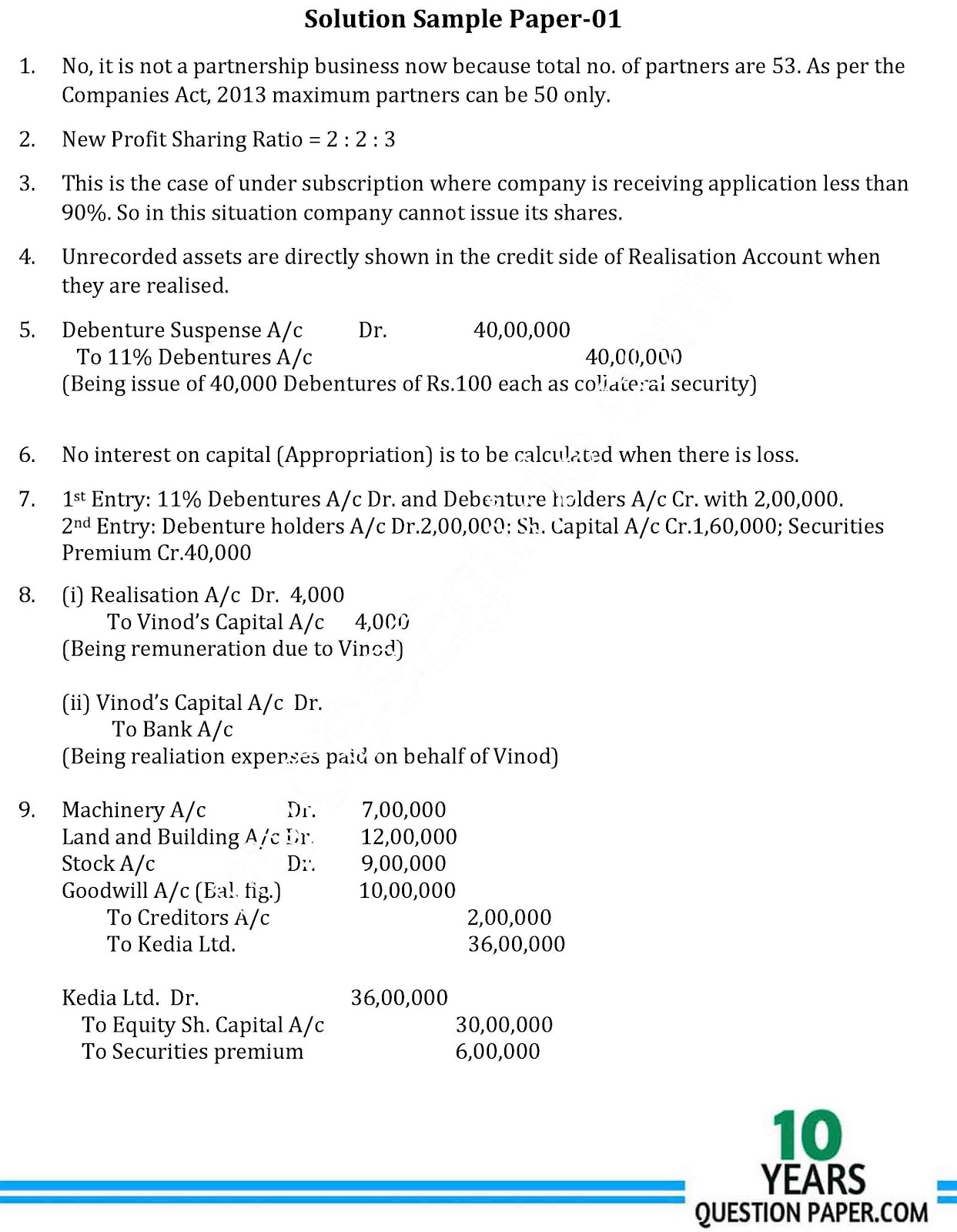 cbse class 12th 2018 board Accountancy Solved Sample paper cbse class 12th 2018 Accountancy solved sample paper