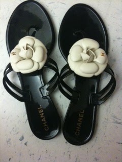chanel rubber flower flip flops