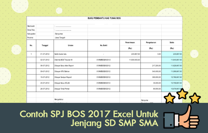Contoh Spj Bos 2017 Excel Untuk Jenjang Sd Smp Sma Laporan Bos