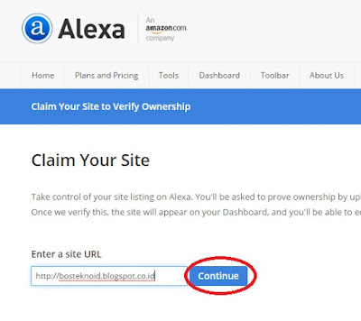 Cara Daftar dan Verifikasi Blog di Situs Alexa