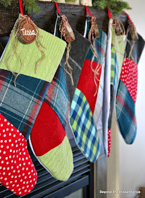Christmas ideas, stockings, patchwork, upcycled, flannel,http://bec4-beyondthepicketfence.blogspot.com/2015/10/its-beginning-to-look-lot-like.html 