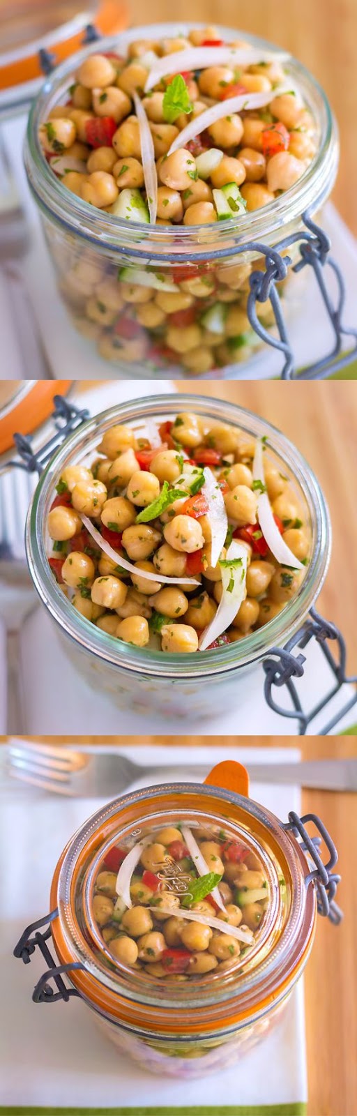 Mint Cucumber Chickpea Salad In a Jar Healthy Food Recipes