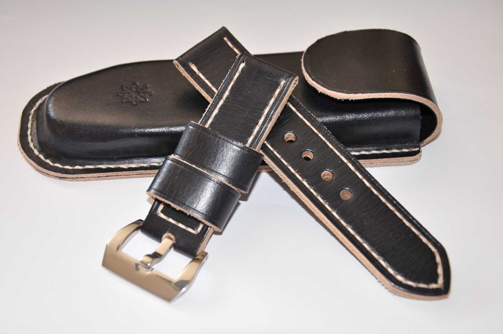 CentaurStraps Handmade leather watch straps Black handmade leather