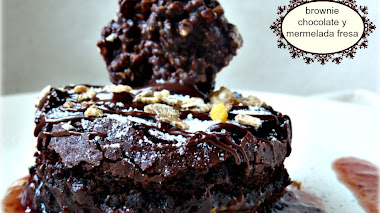 Receta de Brownie de chocolate con mermelada
