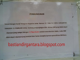 Pengumuman tentang batas perpanjangan SIM