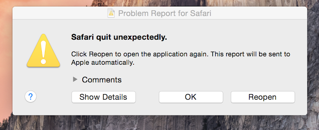 Safari quits unexpectedly error