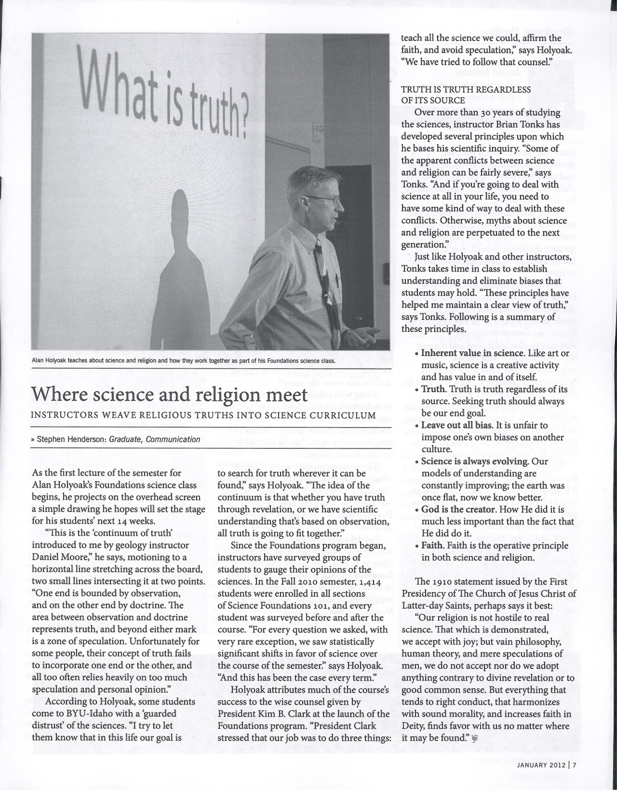 From the Shadow of the Tetons: Science, religion, and truth