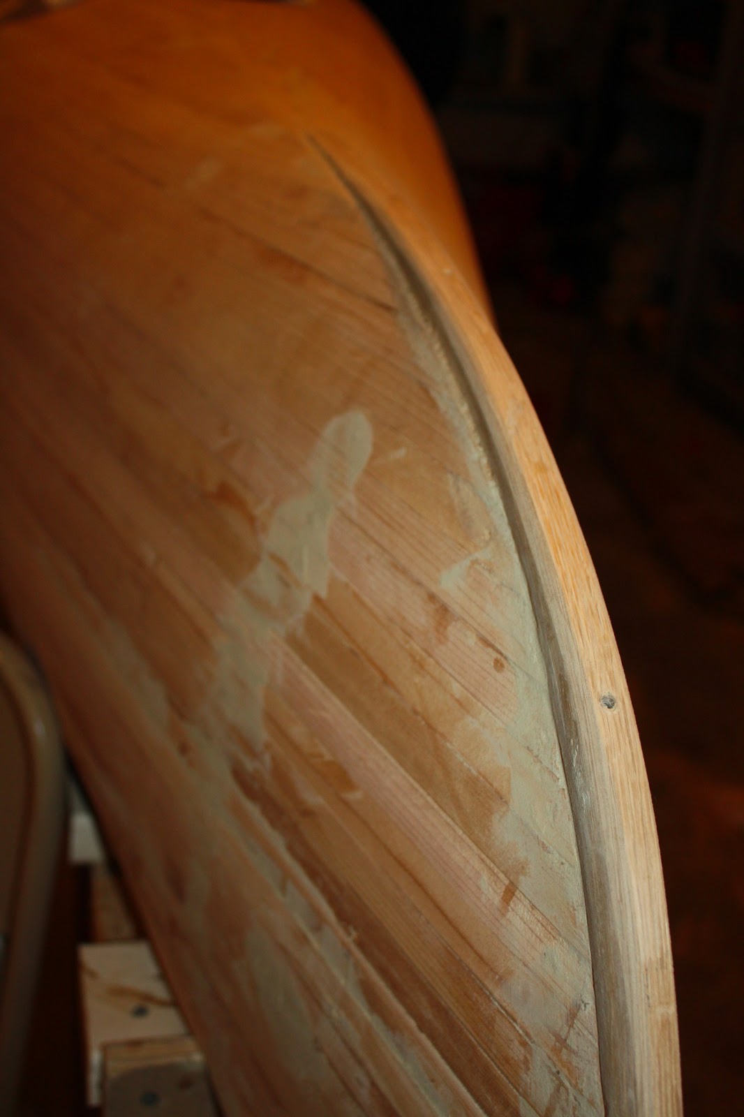 Cedar Strip Canoe Wood Filling and Sanding