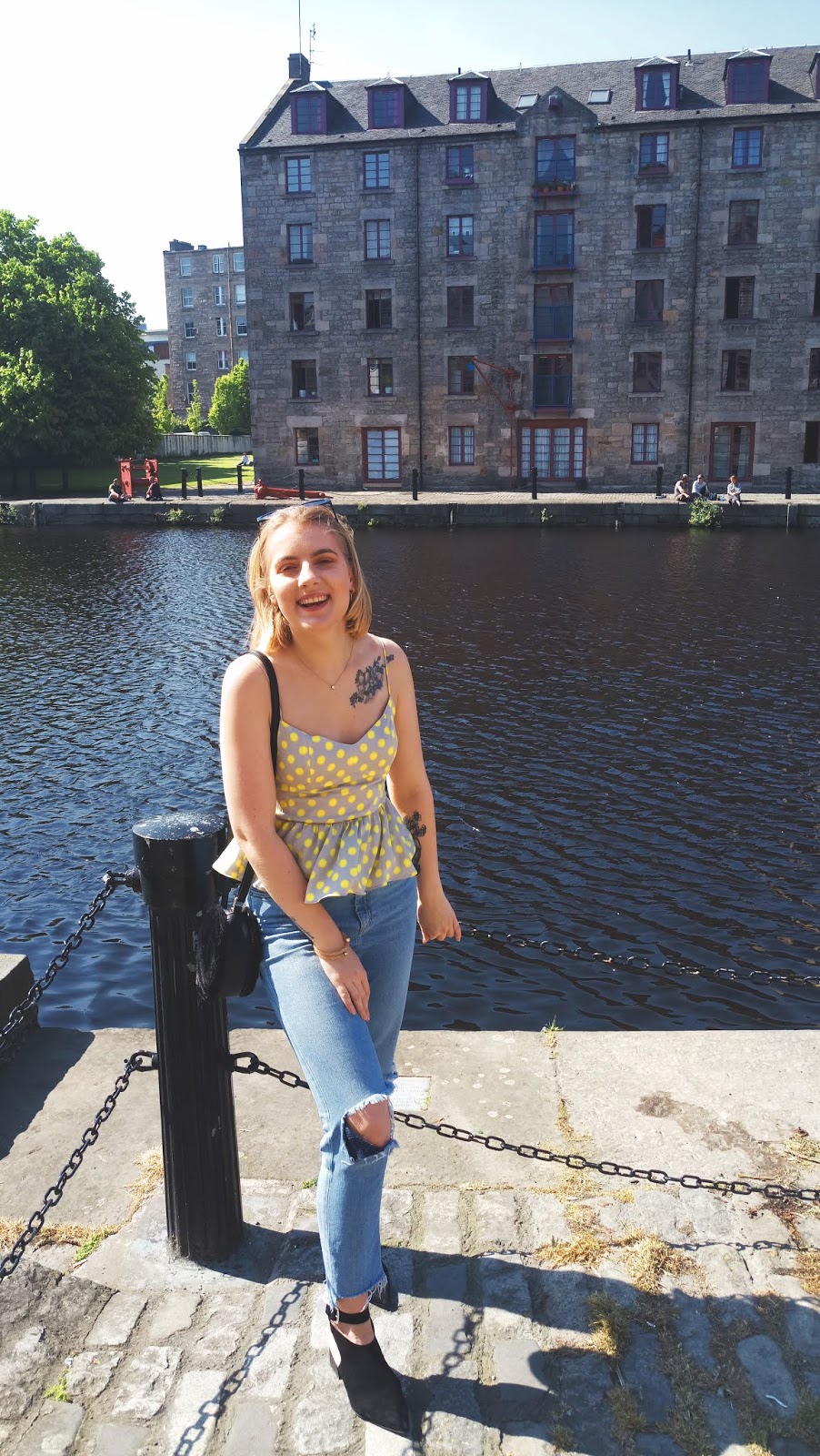 zara yellow polka dot top