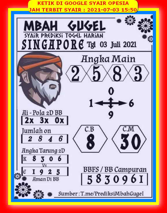 Syair Singapura Sabtu 3 Juli 2021 Royal Syair