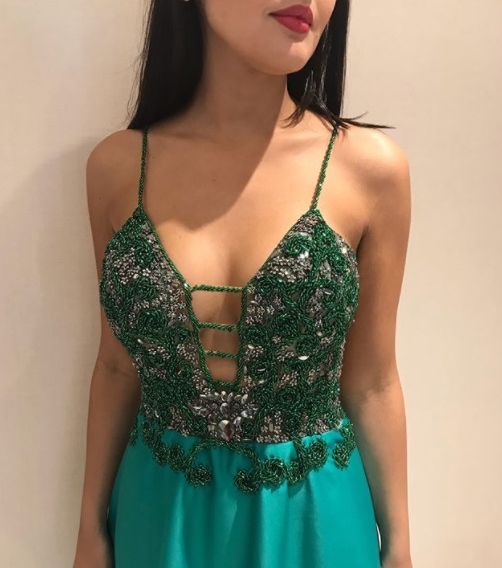 vestido de festa verde
