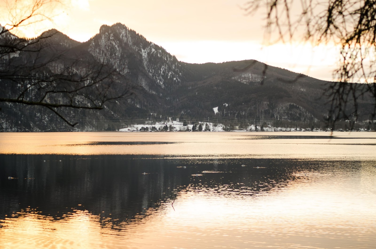 german austrian alps mountain lake sunset
