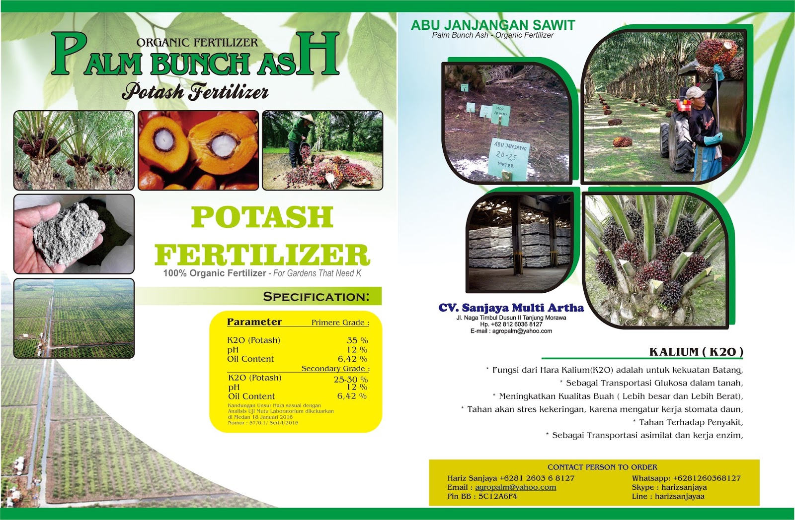 Brocure of Palm Bunch Ash Palm Bunch Ash