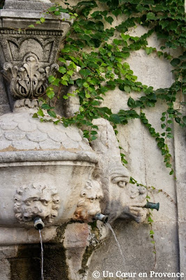 Détail de la fontaine de Nostradamus à Saint-Rémy-de-Provence