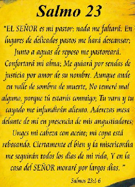 EL SEÑOR ES MI PASTOR NADA ME FALTARÁ (Salmo 23,1-6)