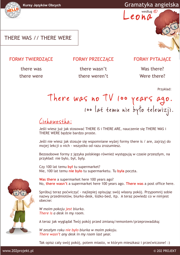 Gramatyka angielska według Leona : THERE WAS - THERE WERE - THERE WASN