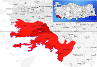 Menteşe ilçesinin nerede olduğunu gösteren harita