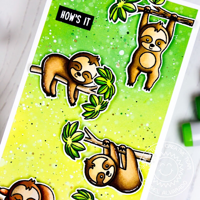 Sunny Studio Stamps: Silly Sloths How's It Hanging Wanna Hang Out Punny Cards by Rachel Alvarado and Lexa Levana