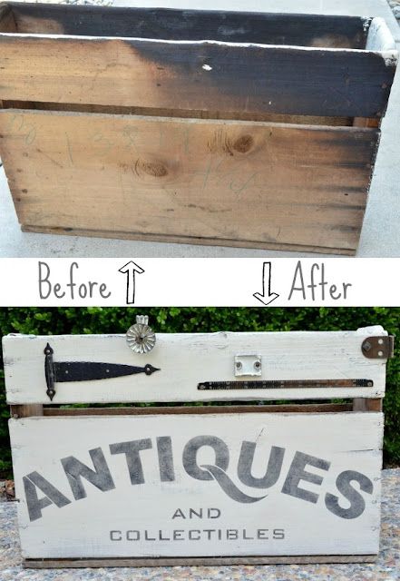 The End of my Junking Dry Spell / MySalvagedTreasures.com before and after, how to upcycle an old wooden box