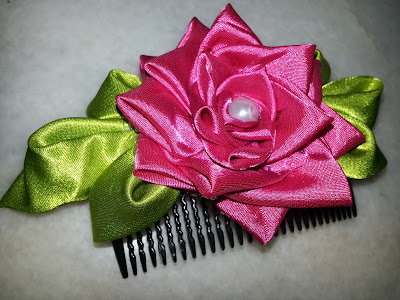 rose, tsumami kanzashi, hair comb, malaysia