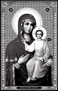 أيقونات للعذراء مريم بالأبيض والأسود