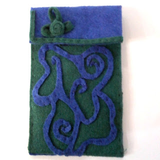 Funda para pañuelos de papel en fieltro azules y verdes Funda para pañuelos de papel en fieltro azules y verdes