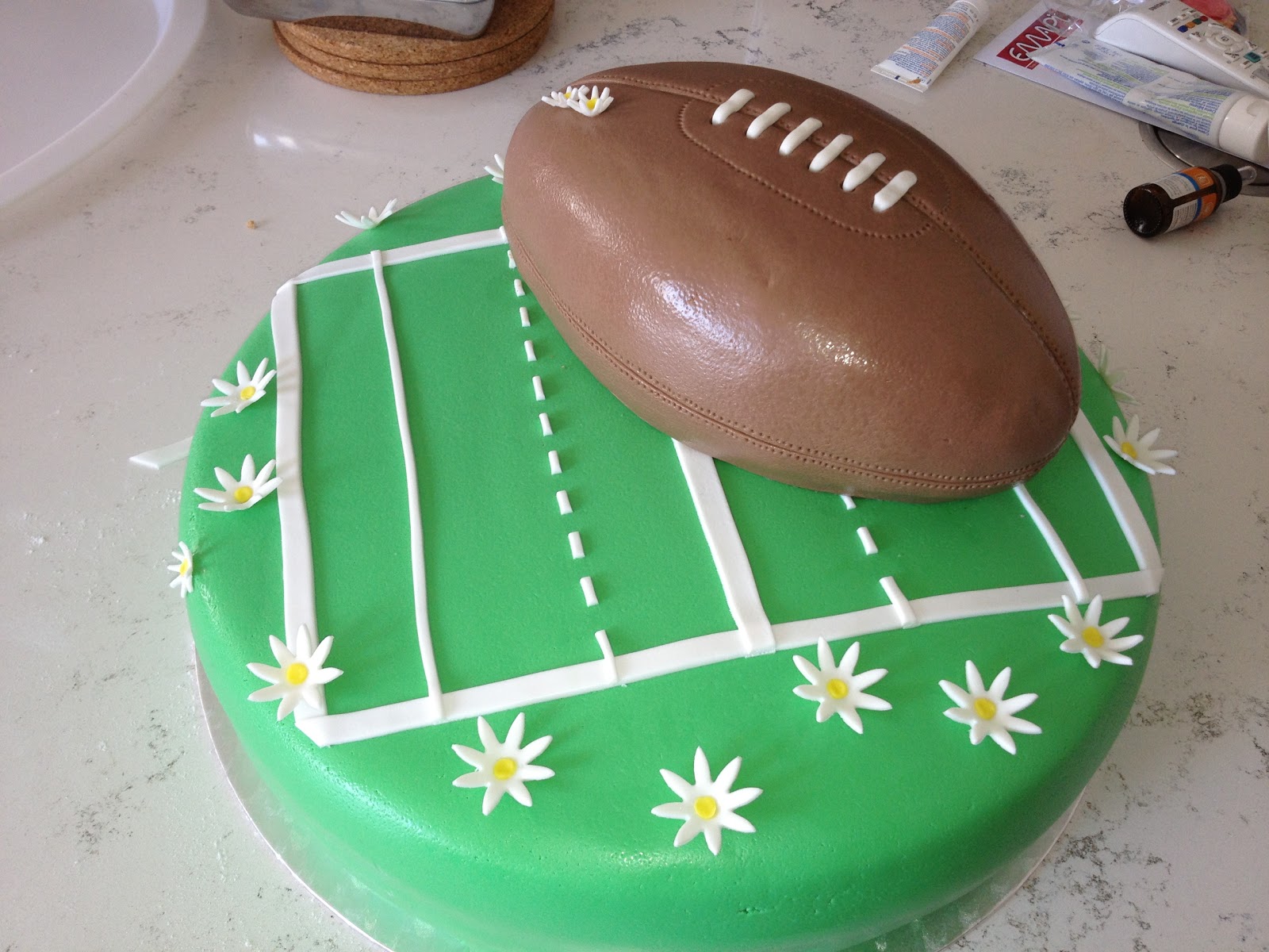Baking Vale Rugby ball cake final