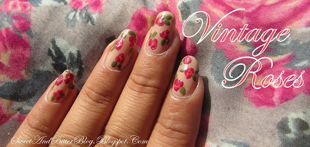 Vintage Roses Nail Art with Tutorial