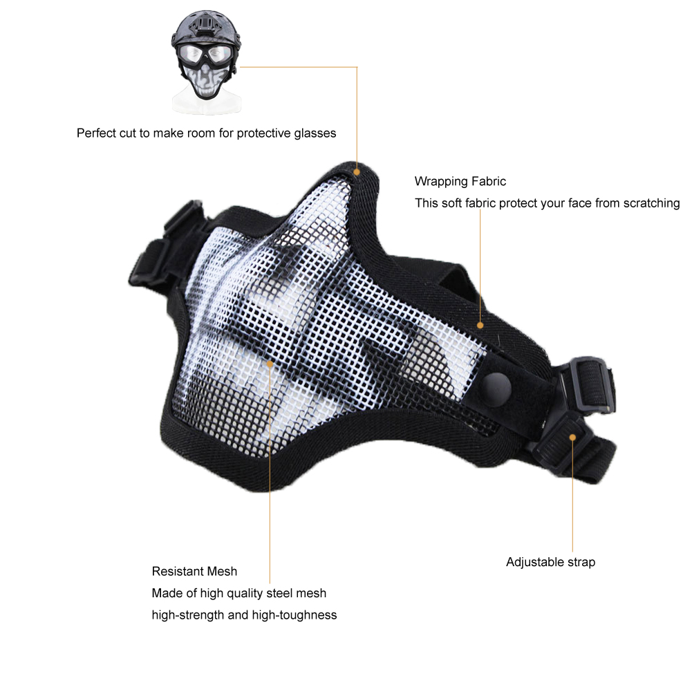 AegisTac Half Face Mesh Mask Airsoft Milsim Adjustable Tactical Lower