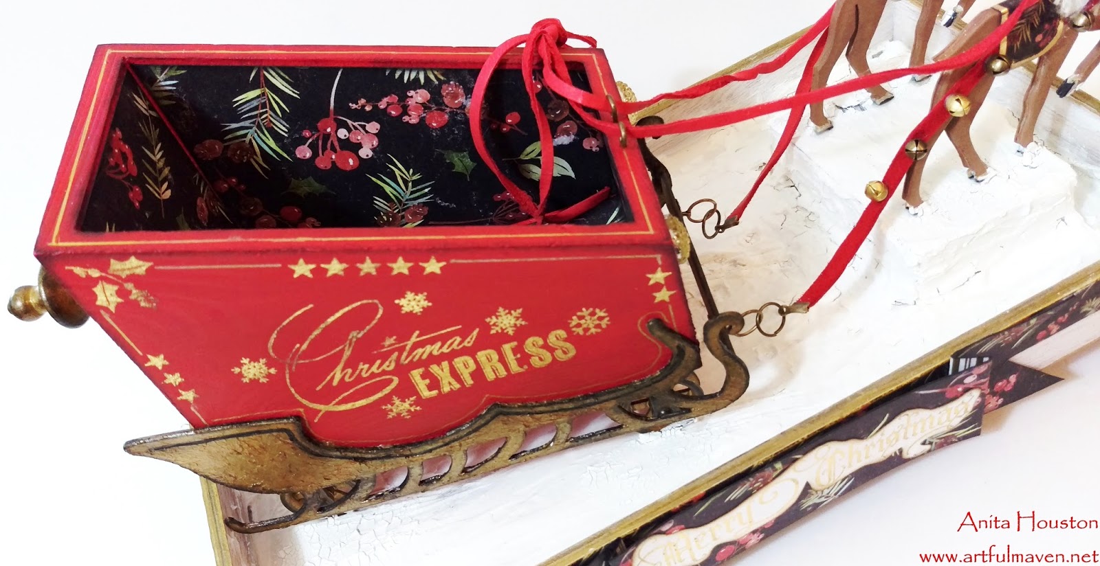 The Artful Maven Santa's Sleigh Christmas Card Holder