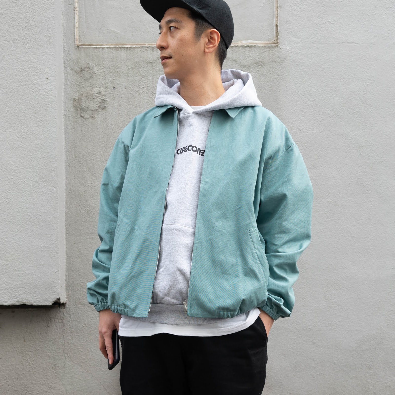 CUP AND CONE: Canvas Zip Jacket - Mint