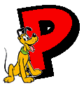 Alfabeto de Mickey y sus amigos con letras rojas P.