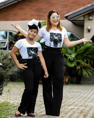 Monalisa China and daughter Tamar in matching outfits