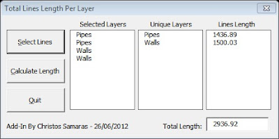 AutoCAD – Total Length Of Lines Per Layer