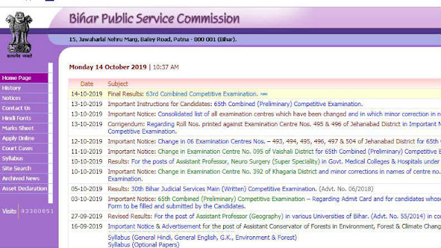 BPSC PCS 63rd Final Result