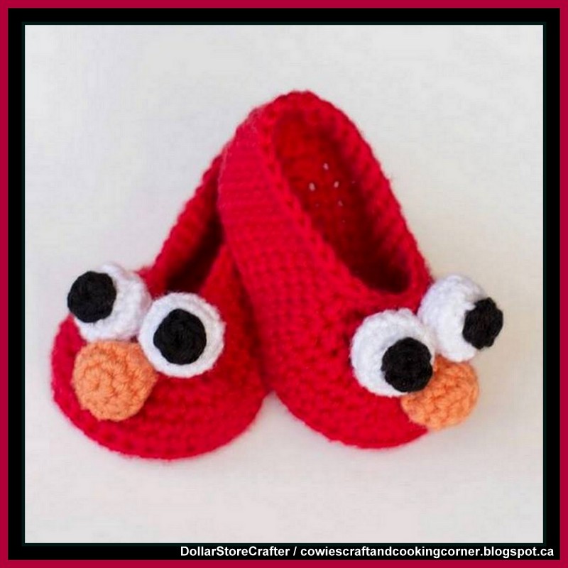 Dollar Store Crafter: Make These Adorable Elmo Baby Booties (FREE PATTERN)