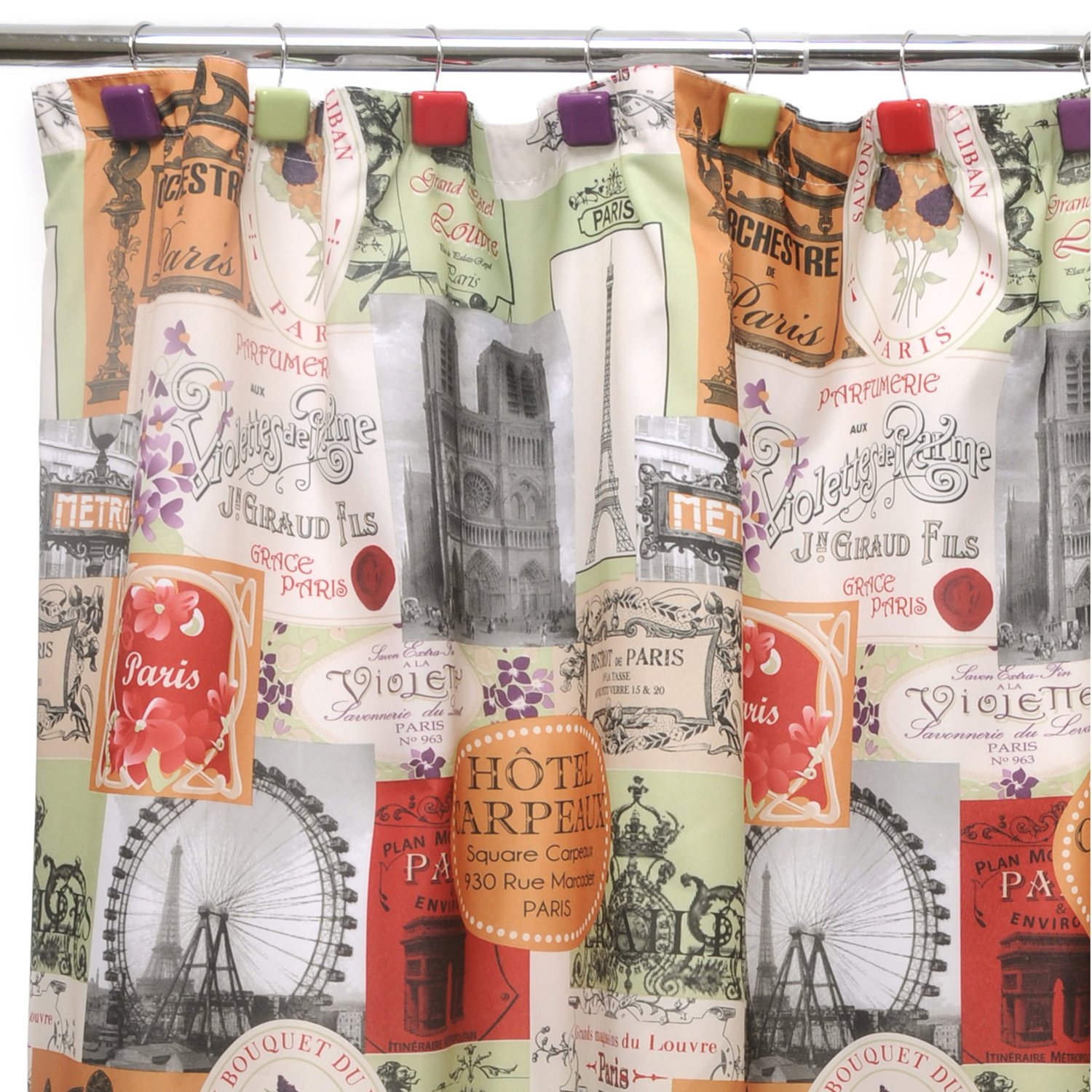 Fabric Shower Curtains with French Script & Other Words of Inspiration
