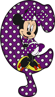 Abecedario de Minnie en Morado con Lunares Blancos. Minnie Alphabet in Purple with White Polka Dots.