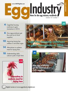 Egg Industry. News for the egg industry worldwide - January 2016 | TRUE PDF | Mensile | Professionisti | Tecnologia | Distribuzione | Uova
Egg Industry is regarded as the standard for information on current issues, trends, production practices, processing, personalities and emerging technology.
Egg Industry is a pivotal source of news, data and information for decision-makers in the buying centers of companies producing eggs and further-processed products.